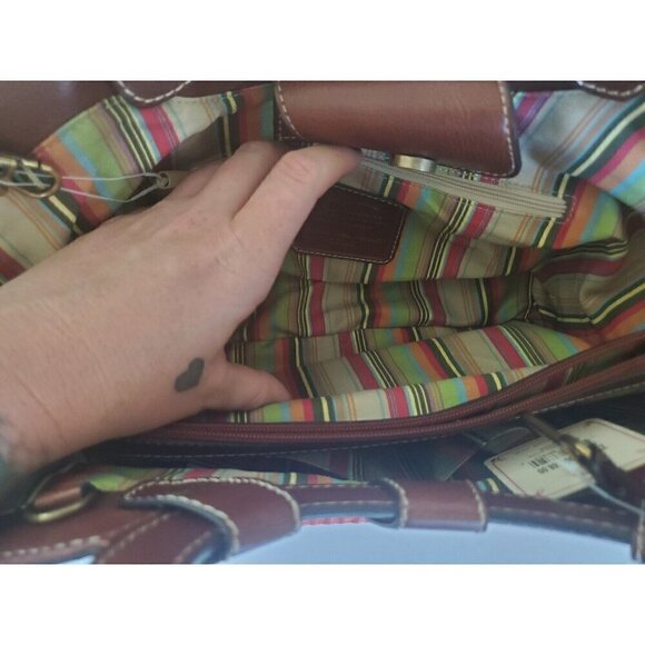 Fossil Purse Belize Ring Satchel Orange Beachy Shoulder strap 78083 NWT - Picture 12 of 16